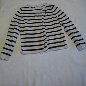 H&M Girls White Black Stripe Knit Sweater 4/6 Y